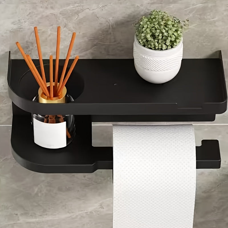 Modern & Wall-Mounted Toilet Paper Holder with Storage Shelf