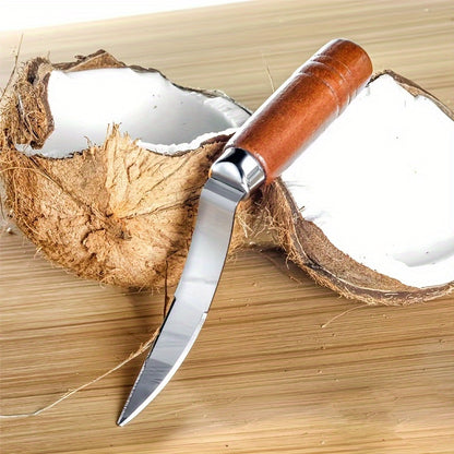 Durable Coconut Opener with Wooden Handle