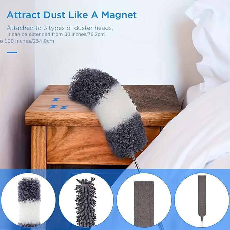 Microfiber Duster with Extension Pole Kit for High Ceilings