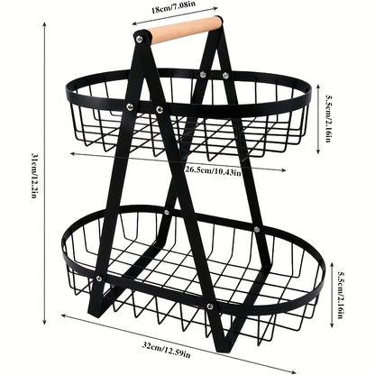 2-Tier Metal Mesh Fruit Basket
