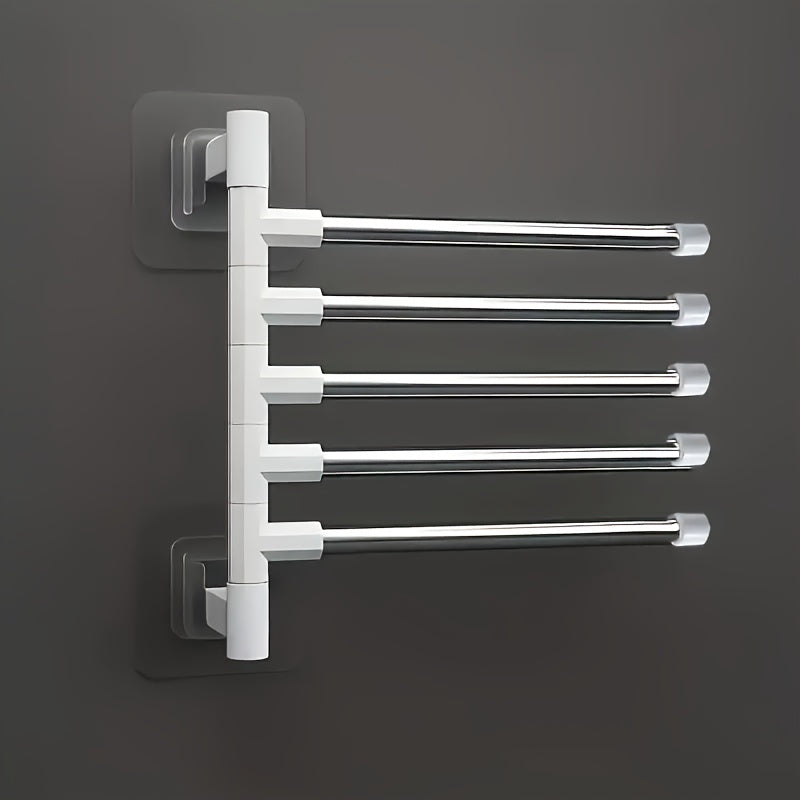 Modern Wall-Mounted Bathroom Towel Rack with 180° Rotating Hooks