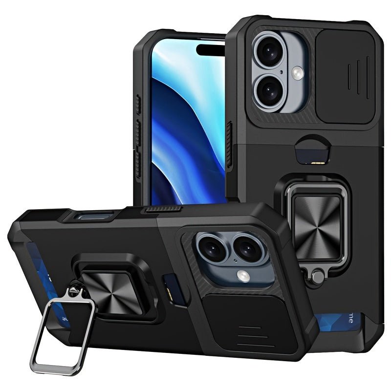 Heavy - Duty Shockproof iPhone Case with a Metal Stand And Card Slot - HazMarket