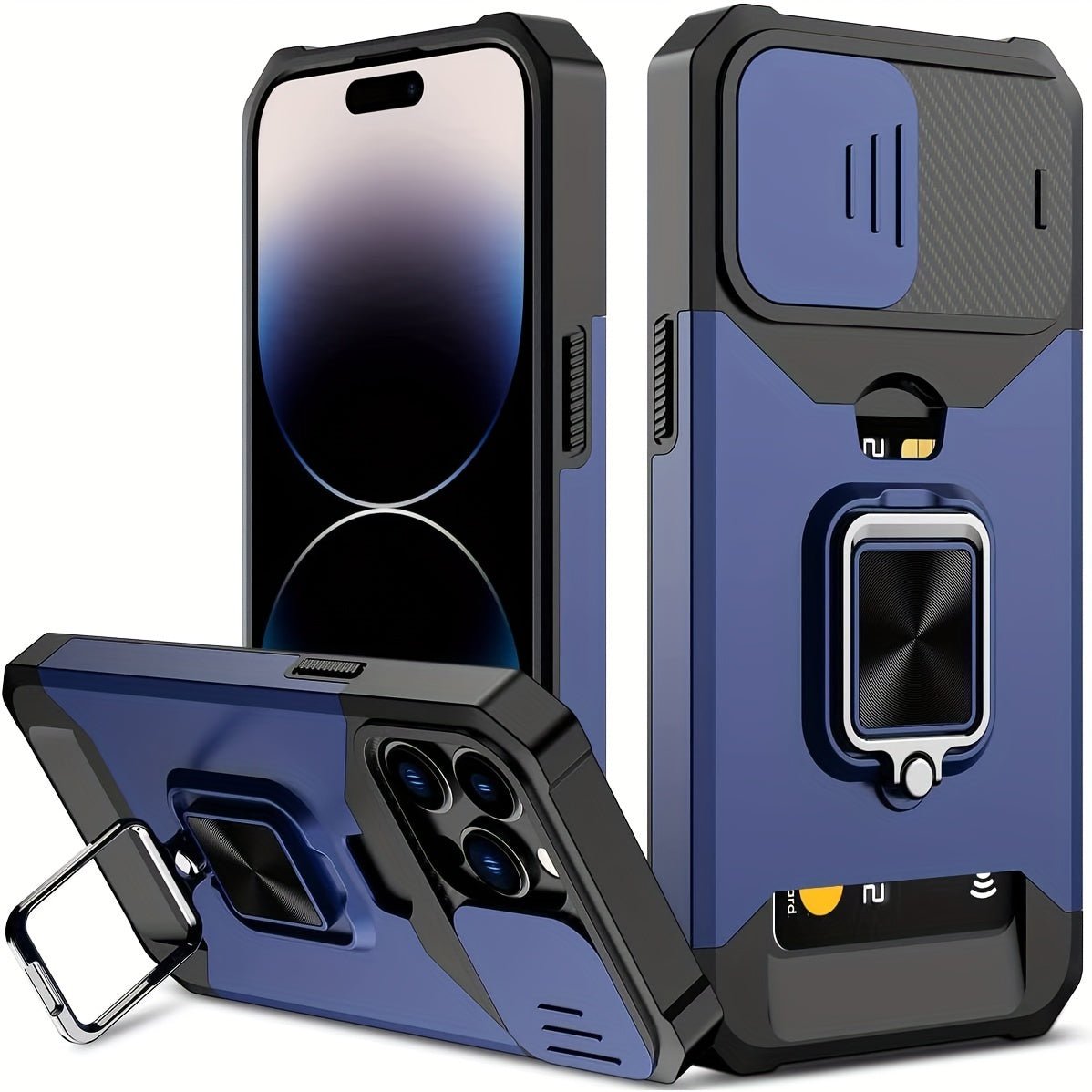 Heavy - Duty Shockproof iPhone Case with a Metal Stand And Card Slot - HazMarket
