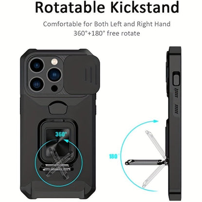 Heavy - Duty Shockproof iPhone Case with a Metal Stand And Card Slot - HazMarket