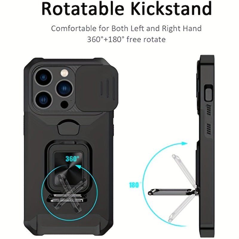 Heavy - Duty Shockproof iPhone Case with a Metal Stand And Card Slot - HazMarket