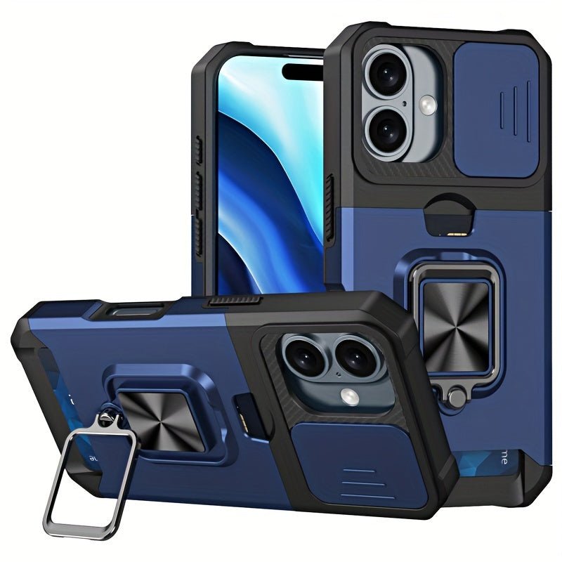 Heavy - Duty Shockproof iPhone Case with a Metal Stand And Card Slot - HazMarket