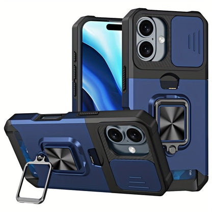 Heavy - Duty Shockproof iPhone Case with a Metal Stand And Card Slot - HazMarket