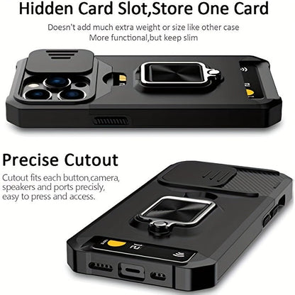 Heavy - Duty Shockproof iPhone Case with a Metal Stand And Card Slot - HazMarket