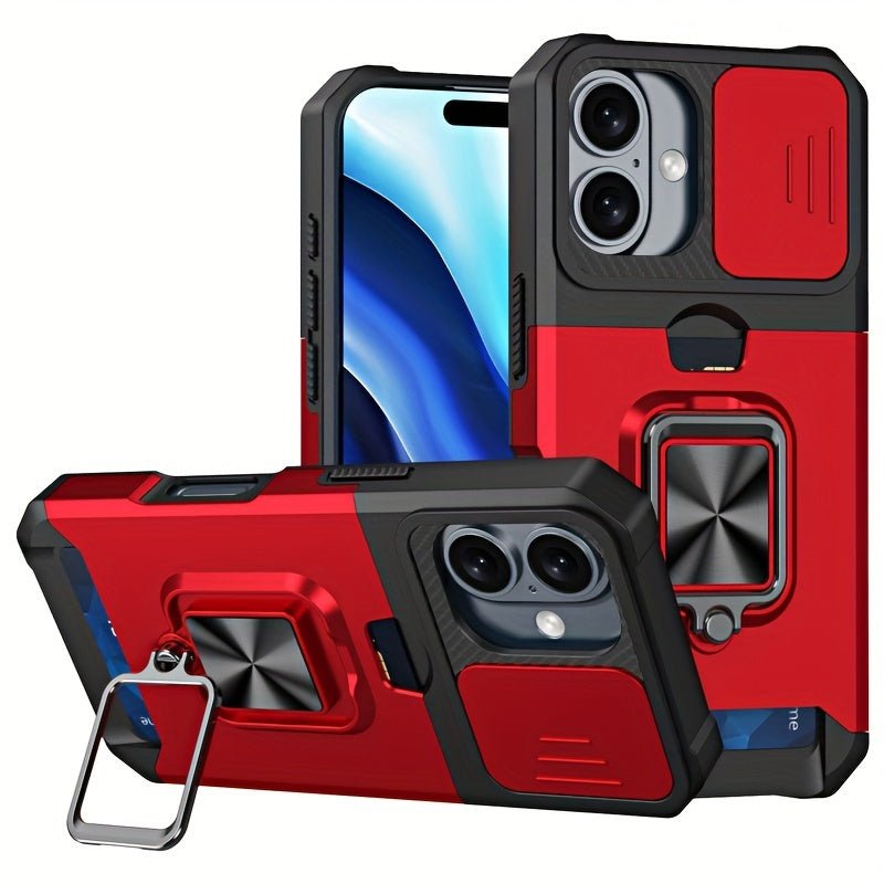 Heavy - Duty Shockproof iPhone Case with a Metal Stand And Card Slot - HazMarket