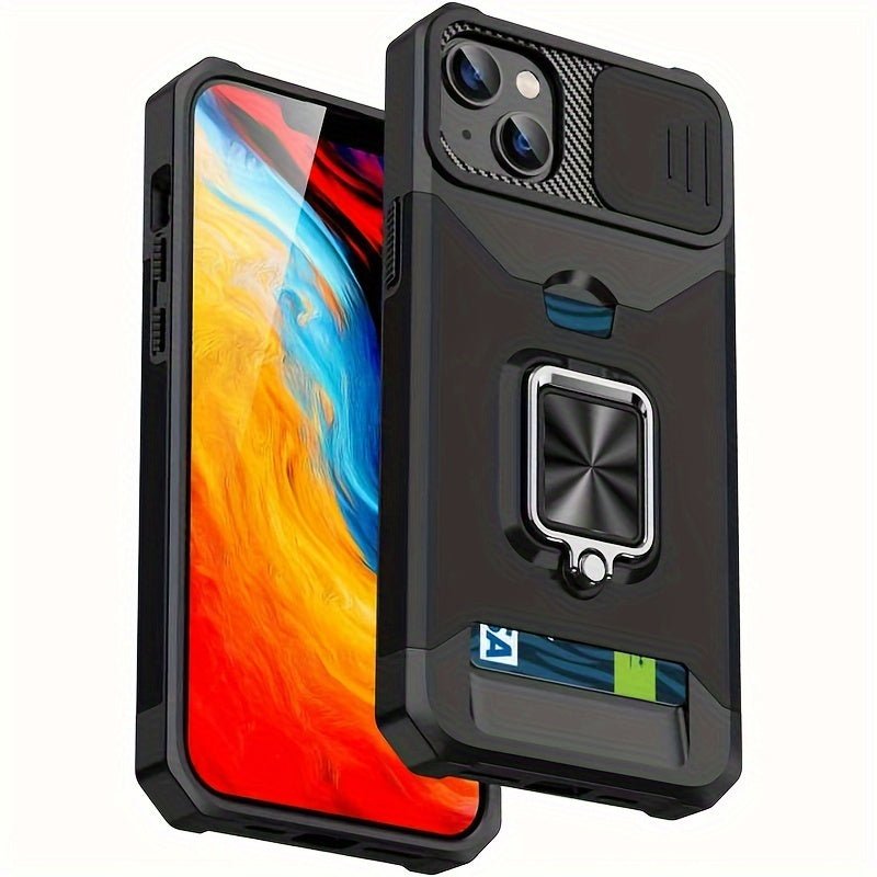 Heavy - Duty Shockproof iPhone Case with a Metal Stand And Card Slot - HazMarket