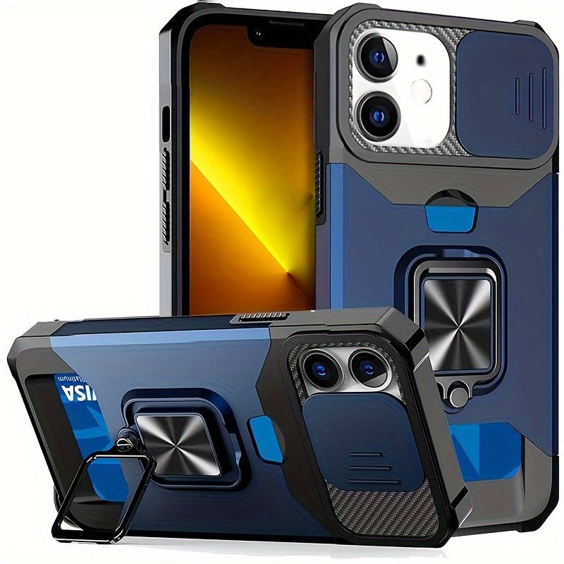 Heavy - Duty Shockproof iPhone Case with a Metal Stand And Card Slot - HazMarket