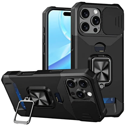 Heavy - Duty Shockproof iPhone Case with a Metal Stand And Card Slot - HazMarket