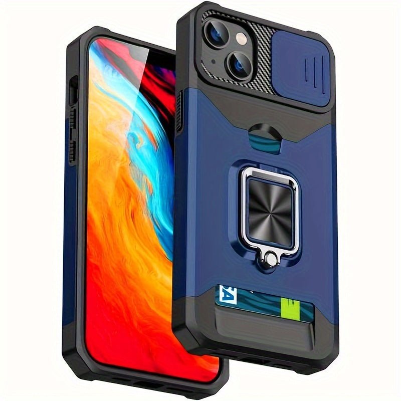 Heavy - Duty Shockproof iPhone Case with a Metal Stand And Card Slot - HazMarket