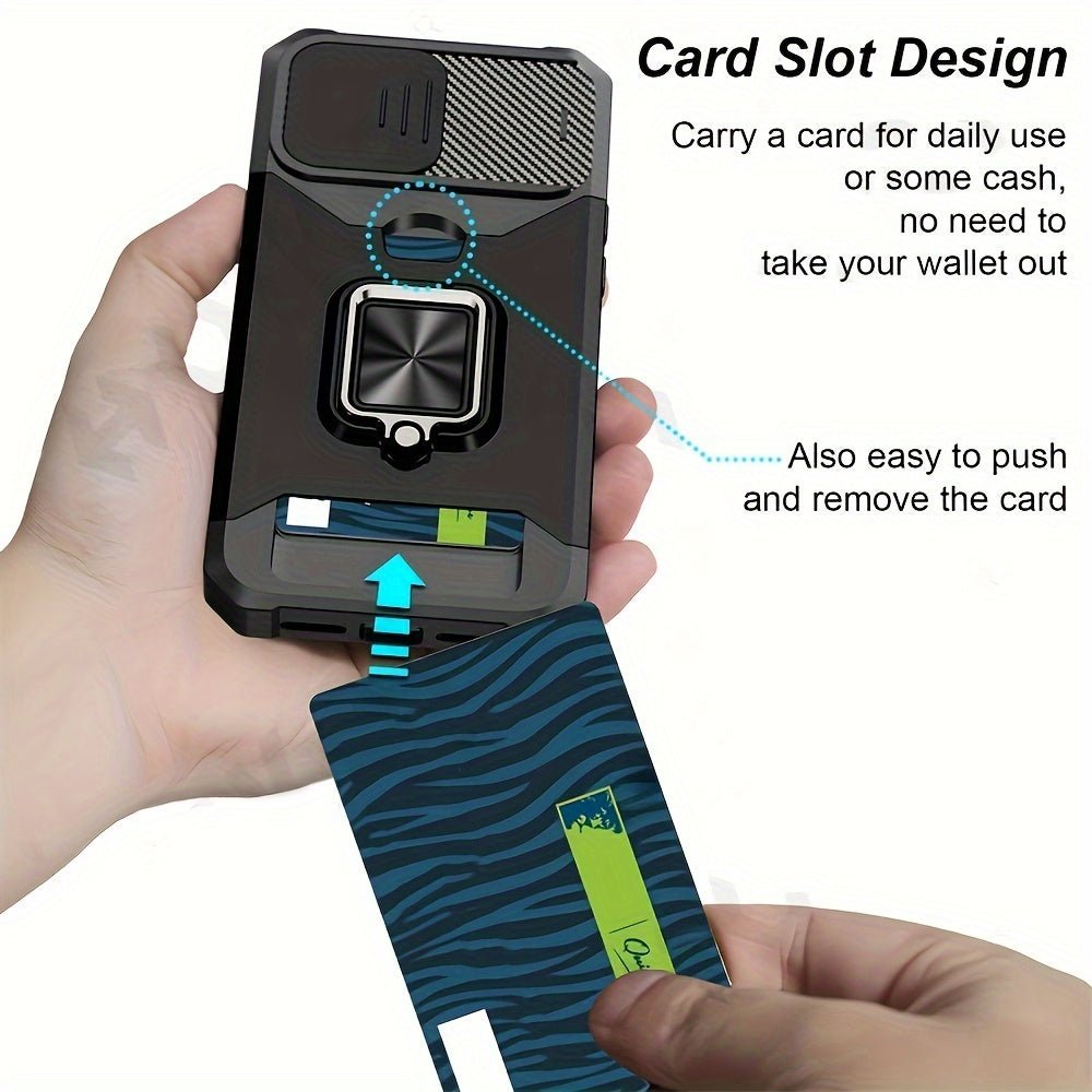 Heavy - Duty Shockproof iPhone Case with a Metal Stand And Card Slot - HazMarket