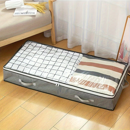 Large Capacity Under - Bed Storage Bag with Handles - Foldable Non - Woven Fabric Organizer for Clothes and Quilts, Perfect for Bedroom - HazMarket