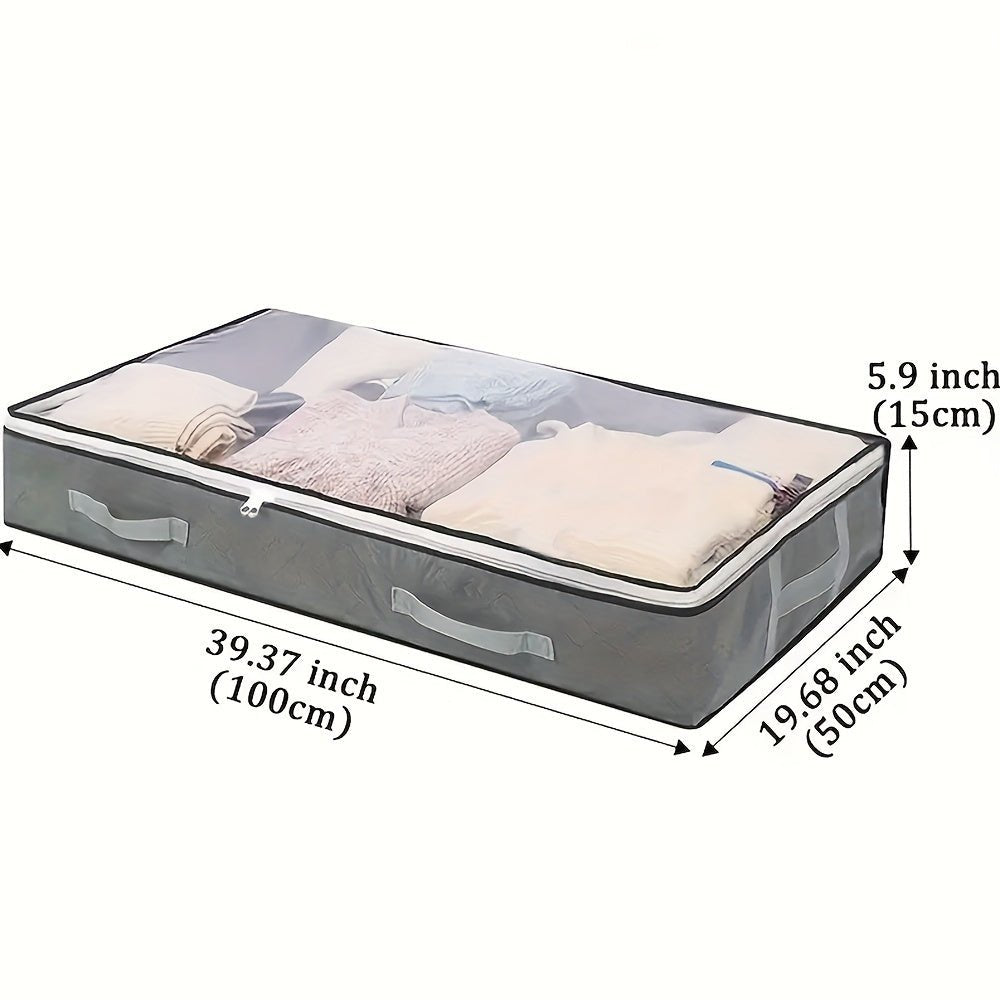 Large Capacity Under - Bed Storage Bag with Handles - Foldable Non - Woven Fabric Organizer for Clothes and Quilts, Perfect for Bedroom - HazMarket