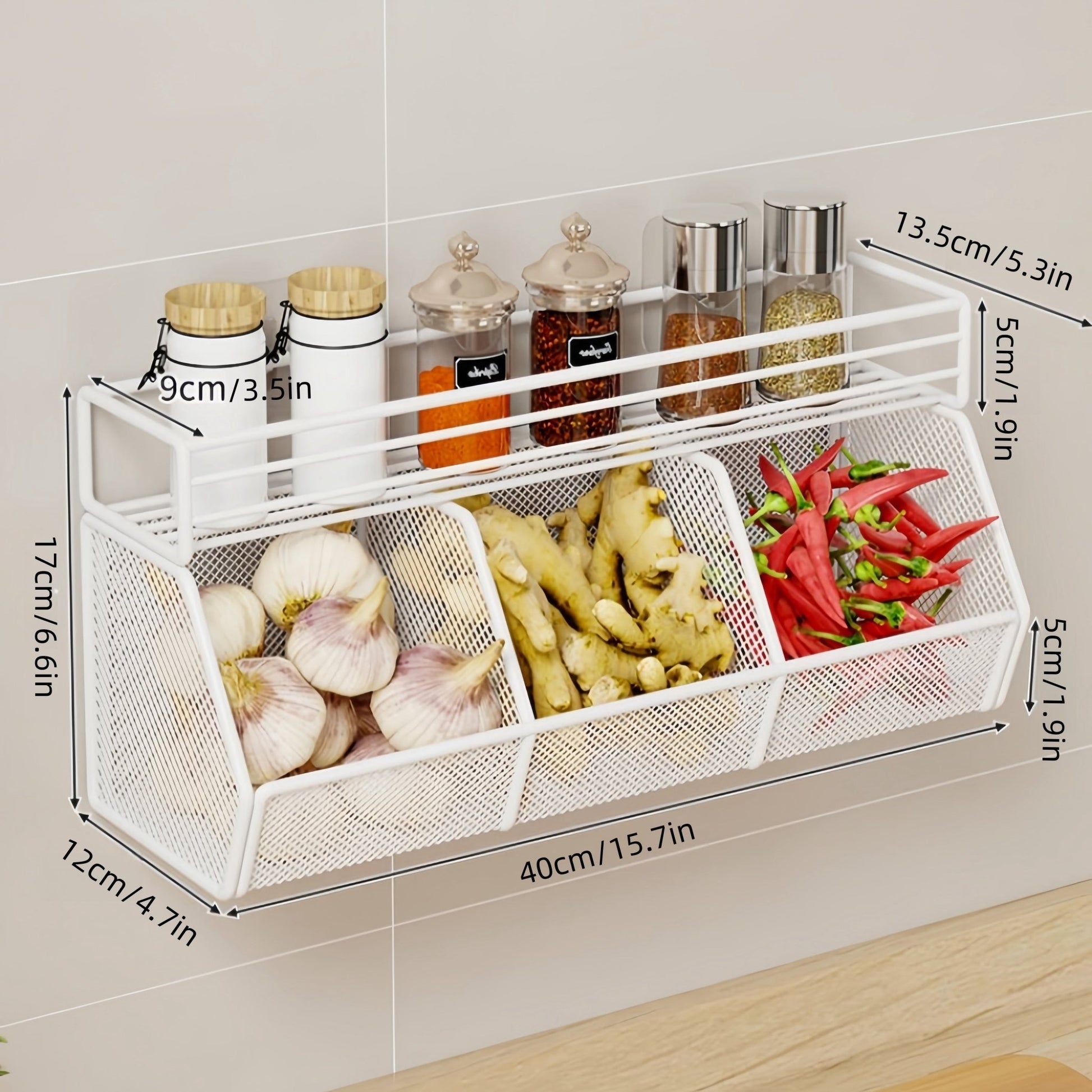 Metal Kitchen Wall - Mounted Storage Basket - HazMarket