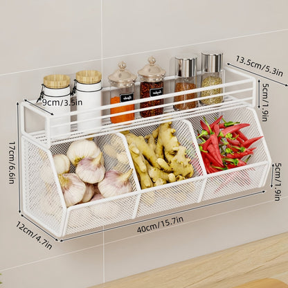 Metal Kitchen Wall - Mounted Storage Basket - HazMarket