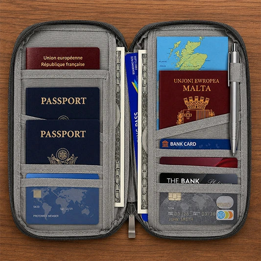 multi compartment passport organizer