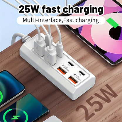 Multi - Port Fast Charging 4 USB + 4 Type - C - HazMarket