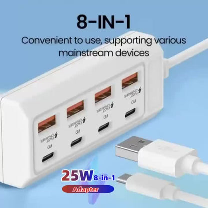 Multi - Port Fast Charging 4 USB + 4 Type - C - HazMarket