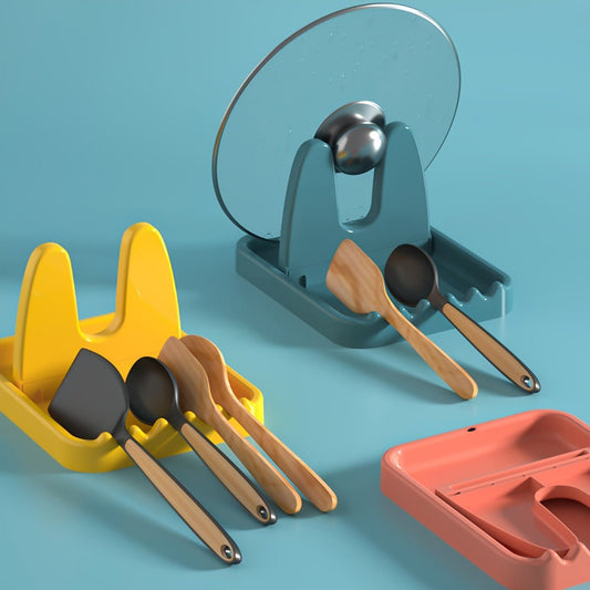 Multifunctional Foldable Plastic Kitchen Utensil Holder with Pot Lid Stand - HazMarket