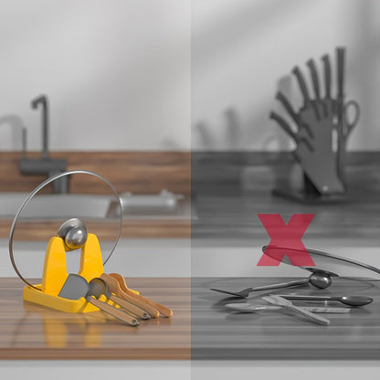 Multifunctional Foldable Plastic Kitchen Utensil Holder with Pot Lid Stand - HazMarket