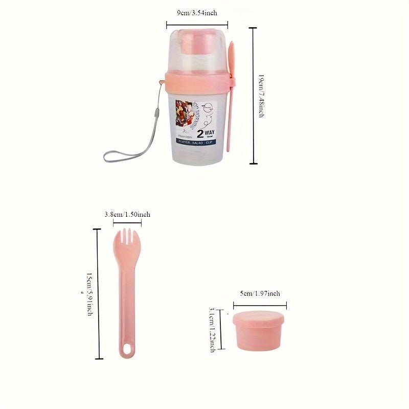 Portable Salad Shaker Cup Set with Fork and Dressing Container - HazMarket
