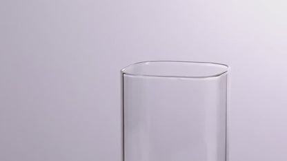 Rectangular Glass Water Cup with Straw and Silicone Lid