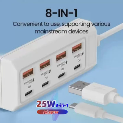 Multi-Port Fast Charging 4 USB + 4 Type-C