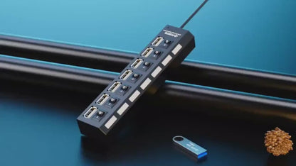 7-Port USB Hub with Independent LED Switch