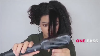 2-in-1 Straight & Curling Hair Comb with LCD Display