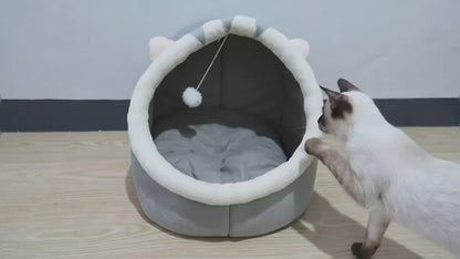 Semi-enclosed And Detachable Cat Bed