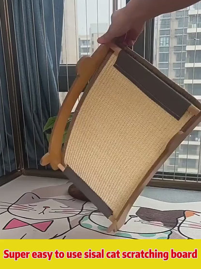 Durable Solid Wood Cat Scratching Post & Bed with Removable Sisal Pad