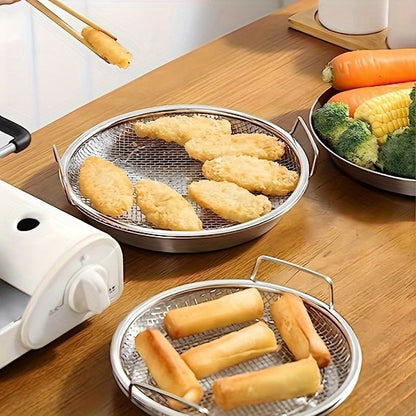 Reusable Round Stainless Steel Oil Filter Tray with Mesh Basket - HazMarket