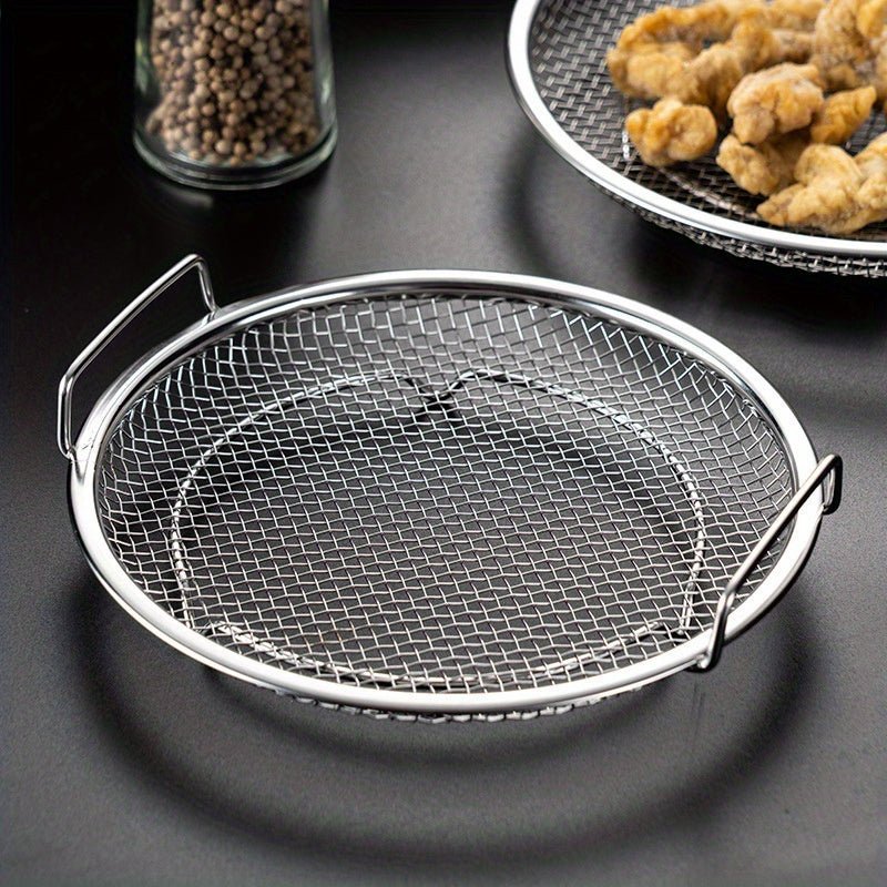 Reusable Round Stainless Steel Oil Filter Tray with Mesh Basket - HazMarket