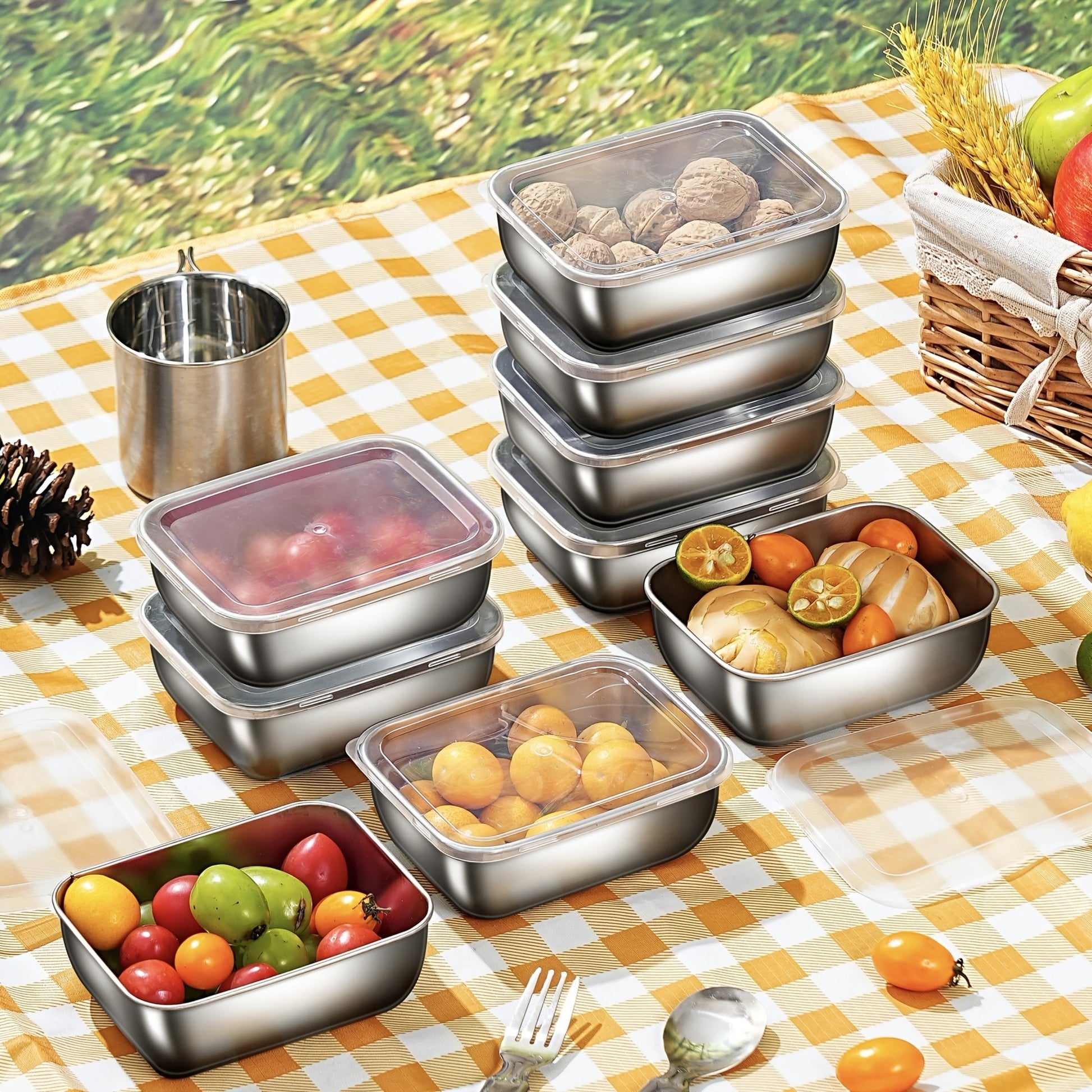 Stainless Steel Food Storage Container Set with Lids - HazMarket