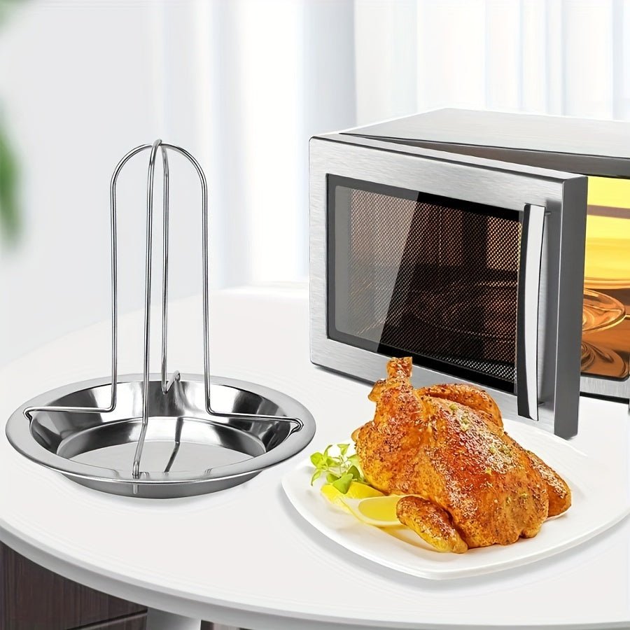 Stainless Steel Roasting Stand with Drip Pan for Grill and Oven - HazMarket