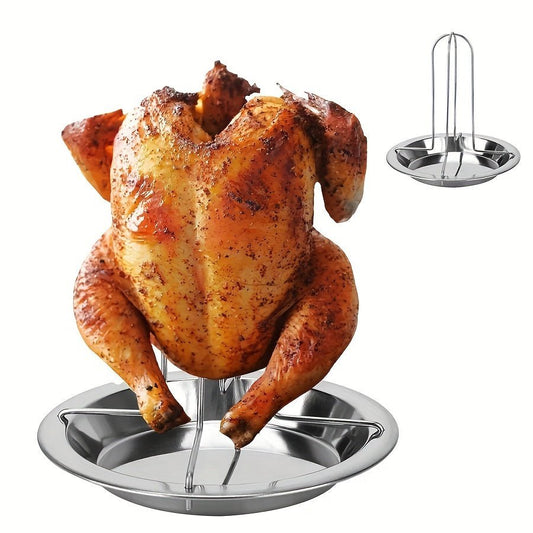 Stainless Steel Roasting Stand with Drip Pan for Grill and Oven - HazMarket