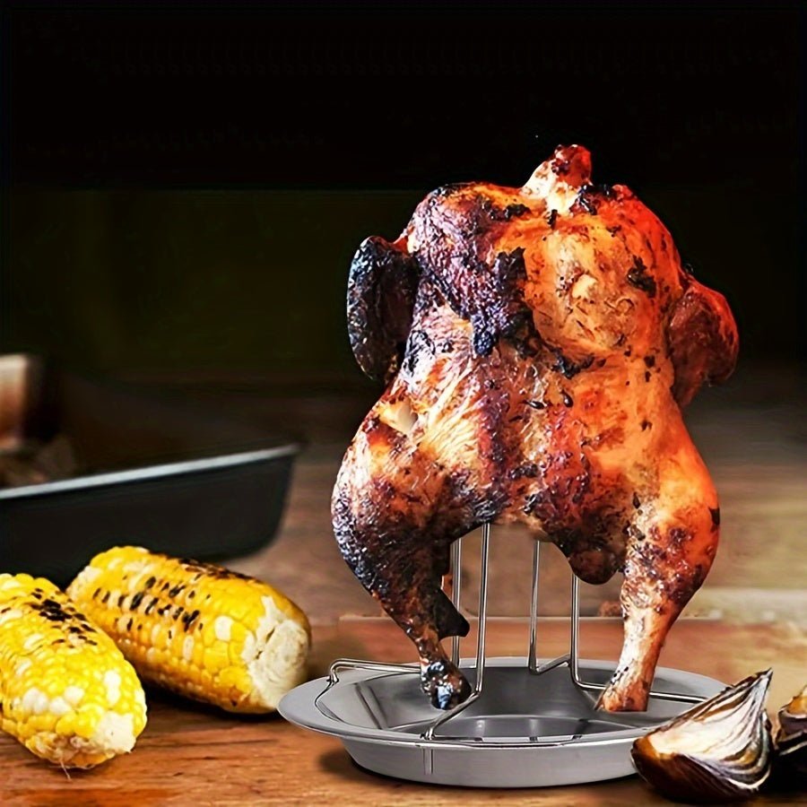 Stainless Steel Roasting Stand with Drip Pan for Grill and Oven - HazMarket