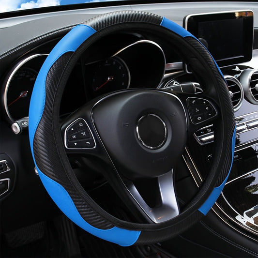 Universal Car Steering Wheel Cover, Carbon Fiber Elastic PU Leather - HazMarket