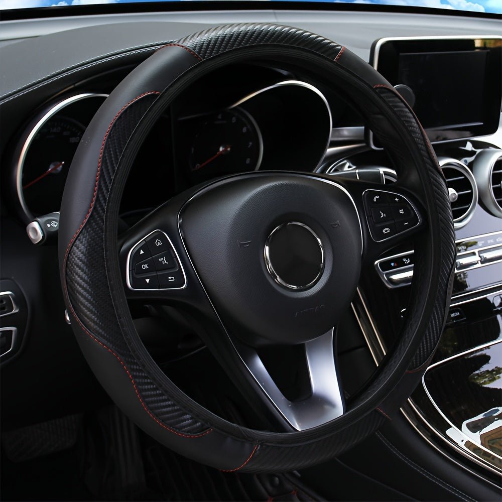 Universal Car Steering Wheel Cover, Carbon Fiber Elastic PU Leather - HazMarket