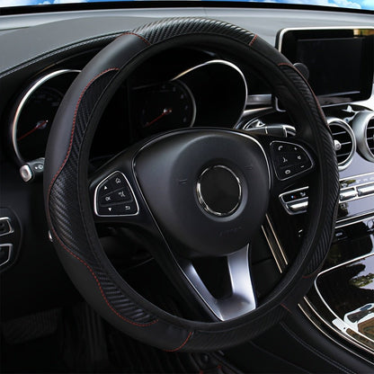 Universal Car Steering Wheel Cover, Carbon Fiber Elastic PU Leather - HazMarket