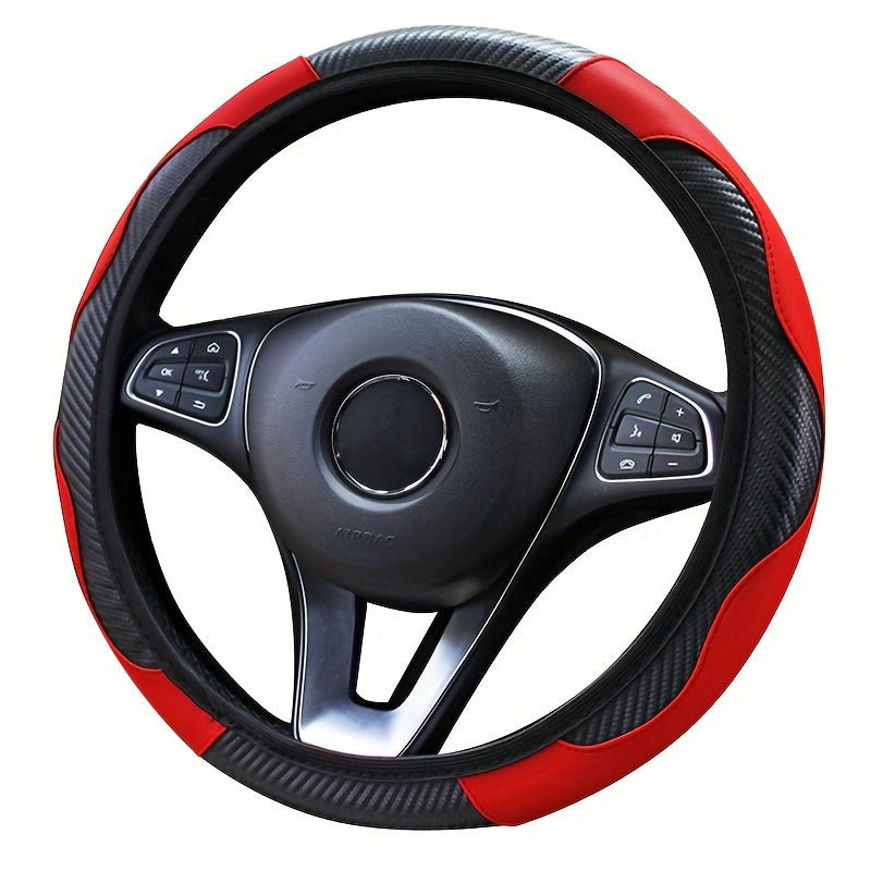 Universal Car Steering Wheel Cover, Carbon Fiber Elastic PU Leather - HazMarket