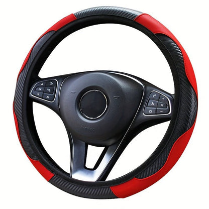 Universal Car Steering Wheel Cover, Carbon Fiber Elastic PU Leather - HazMarket