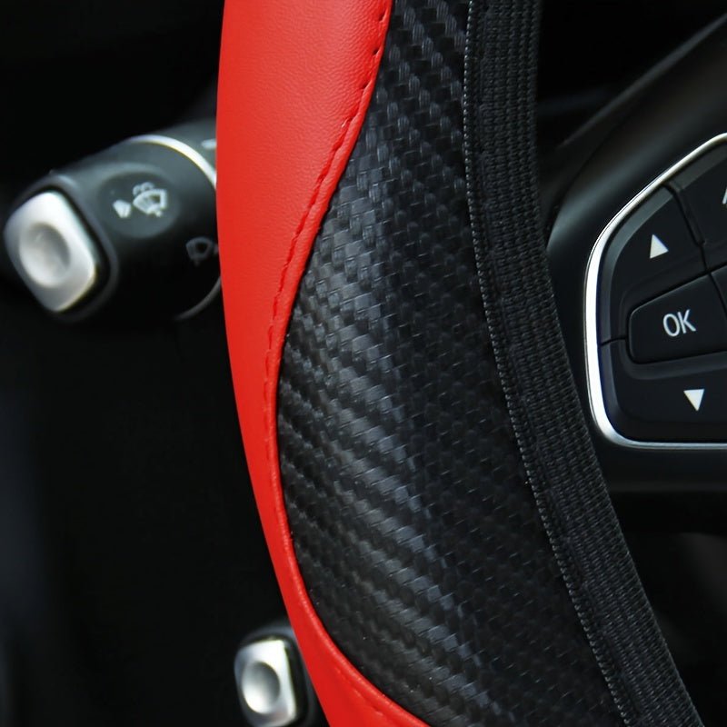 Universal Car Steering Wheel Cover, Carbon Fiber Elastic PU Leather - HazMarket