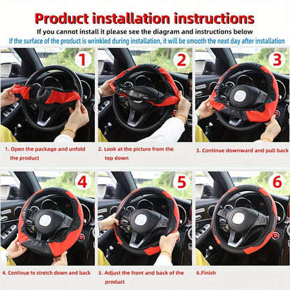 Universal Car Steering Wheel Cover, Carbon Fiber Elastic PU Leather - HazMarket