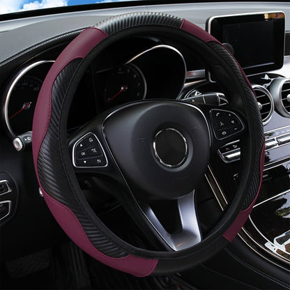 Universal Car Steering Wheel Cover, Carbon Fiber Elastic PU Leather - HazMarket
