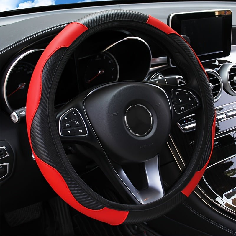 Universal Car Steering Wheel Cover, Carbon Fiber Elastic PU Leather - HazMarket