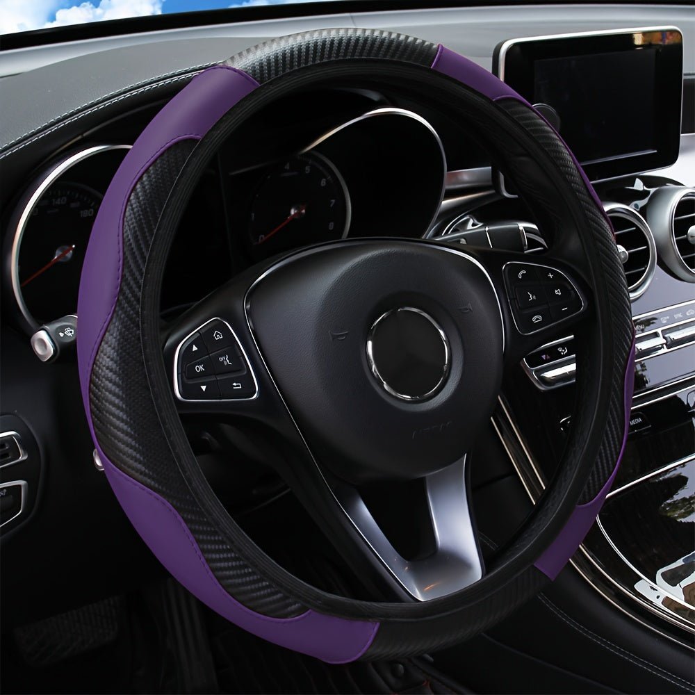 Universal Car Steering Wheel Cover, Carbon Fiber Elastic PU Leather - HazMarket